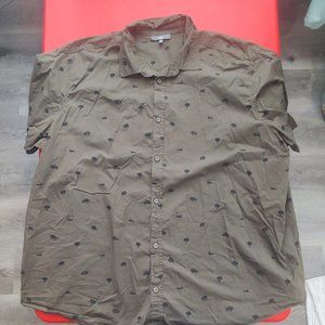 Mountain Ridge safari design khaki brown button down casual shirt men's size 4XL